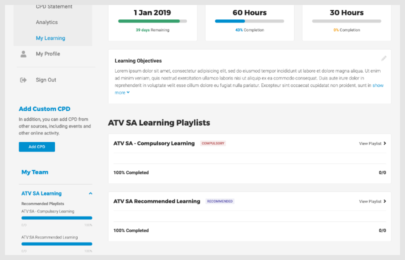 My learning overview